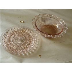 Pink Depression Glass 2pcs