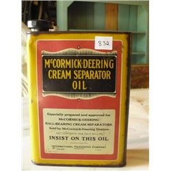 McCormick - Deering Cream Separator Oil -Very Rare 1926