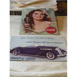 Coca Cola Sign & Packard 120 Sign Tin