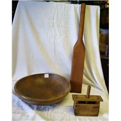 Wooden Bowl Butter Press Paddle