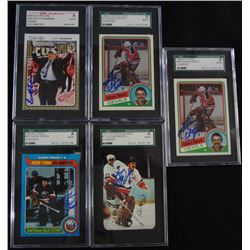 5 - AUTO.  HOCKEY CARDS - ALL SGC AUTHENTIC , 4-GLENN RESCH & 1-SCOTTY BOWMAN