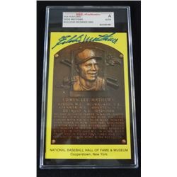 Eddie Mathews Signed Braves Hof Hall Of Fame Post Card Plaque SGC AUTHENTIC