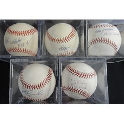 5 - AUTOGRAPHED BASEBALLS - MARK GRACE, HARRY KALAS, DON ZIMMER, MARK McGWIRE,
