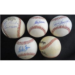 5 - AUTOGRAPHED BASEBALLS - LUIS GONZALEZ, FRANK TORRE, SCHOENDIENST, ZIMMER &