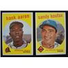 Image 1 : 2 - 1959 TOPPS #163 KOUFAX EX & #380 AARON  EM+, BOTH SHARP COLOR & GLOSS