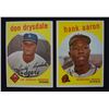 Image 1 : 2 - 1959 TOPPS #380 AARON EX+ & #387 DRYSDALE EX, BOTH NICE
