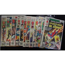 14 - SPIDER-MAN MARVEL TEAM UP COMICS -MOSTLY 1977  ALL DIFFERENT,NICE CONDITION