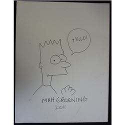 THE SIMPSONS MATT GROENING SIGNED AUTOGRAPH SKETCH DRAWING of BART SIMPSON
