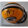 Image 1 : Aaron Rodgers Autographed Green Bay team Riddell Mini-Helmet with COA & Hologram