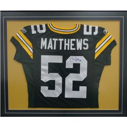 CLAY MATTHEWS AUTOGRAPH GREEN BAY PACKERS JERSEY CUSTOM FRAMED 36"x 30". COA