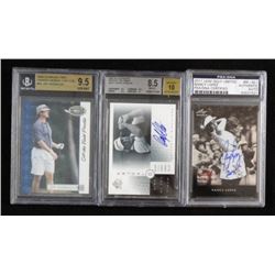 3 - GRADED GOLF STARS ( 2 AUTOGRAPHED ) JIM HARBAUGH BECKETT 9.5, CRAIG STADLER