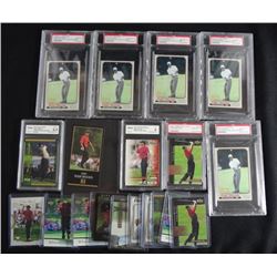 TIGER WOODS CARD LOT - 5 - 2001 S.I. for KIDS PSA 8's, 2001 UD PSA 10,1997 GRAND