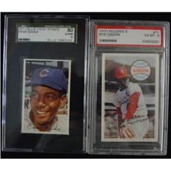 2 - GRADED BASEBALL, 1971 DELL'S TODAY STAMPS ERNIE BANKS SGC 80 & 1970 KELLOGGS