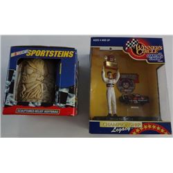 DALE EARNHARDT LOT; SCULPTURED RELIEF HOFFBRAU  & STARTING LINEUP FIGURE  & CAR
