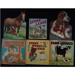 VINTAGE LOT of CHILDREN BOOKS (6 total)  3-FUZZY WUZZY, 2-MAXTON & LITTLE LAMBS