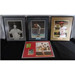 4 BASEBALL 8x10 PHOTO'S CUSTOM MATTE/FRAMED 12x14  - 3  AUTOGRAPHED 1 w/CARDS