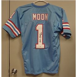 WARREN MOON HOF #1 AUTOGRAPHED HOUSTON OILERS #1 THROWBACK JERSEY PSA/DNA
