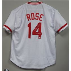 Pete Rose Autographed Cincinnati Reds Jersey 'HIT KING' JSA Witnessed COA