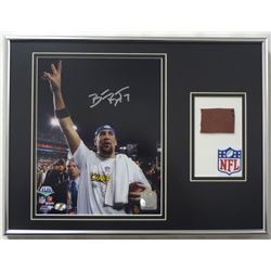 STEELERS BEN ROETHLISBERGER AUTOGRAPHED FRAMED 8 x 10 PHOTO & PIECE OF FOOTBALL