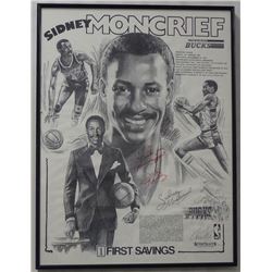 1982 Sidney Moncrief AUTOGRAPHED Milwaukee Bucks Framed 18" x 23" First Savings