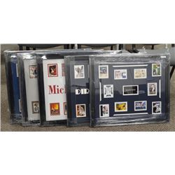 50 TRADING CARDS IN 5 FRAMES - CUBS, RAIDERS, JORDAN, JETER, & NOWITZKI