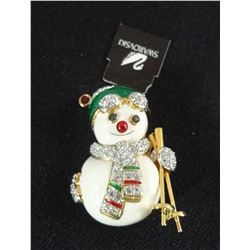 Swarovski Crystal Snowman Pin