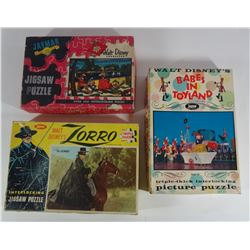 Lot of 3 Vintage Jigsaw Puzzles all Walt Disney - Zorro, Babes In Toyland,