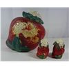 Image 1 : Strawberry Cookie Jar Including Salt & Pepper Shakers