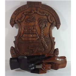Hand carved Wooden Liberian Crest & "Hands" Carving