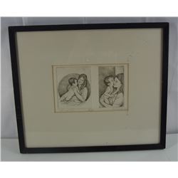 Original Engraving Print by Doris Wokurka, 3/75 matted and framed