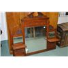 Image 1 : Antique ‚tagŠre topper repurposed as an over mantle with carved highlights and three bevelled mirror