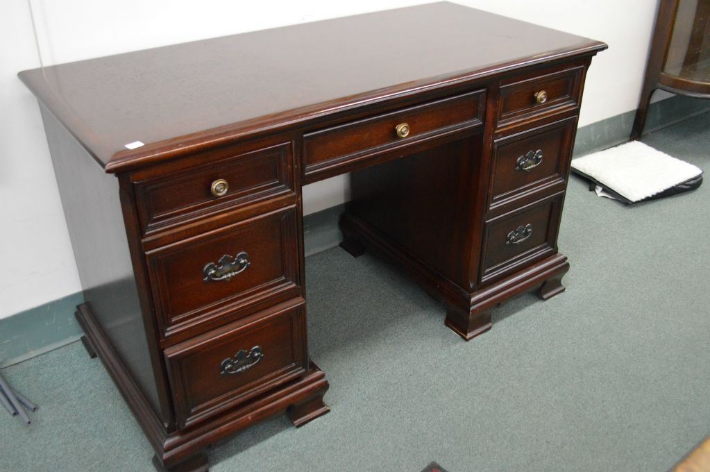 Solid mahogany double pedestal desk made by Gibbard
