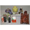 Image 1 : Selection of oriental collectibles including cloisonn‚, mudman, ginger jar, carved mask, boxed seals