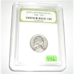 1958 EARLY JEFFERSON NICKEL CERTIFIED BY INB *INTERNATIONAL NUMISMATIC BUREAU* SERIAL # 2215951556!!