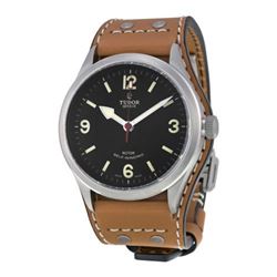 Tudor Heritage Ranger Automatic Black Dial  Tobaco Brown Leather Mens Watch