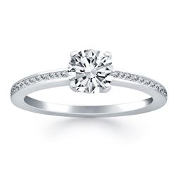 14K White Gold Classic Pave Diamond Band Engagement Ring