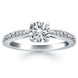 14K White Gold Diamond Pave Cathedral Engagement Ring