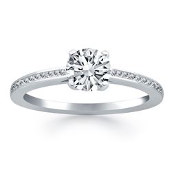 14K White Gold Channel Set Cathedral Engagement Ring