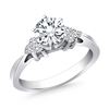 Image 1 : 14K White Gold Cathedral Engagement Ring with Side Diamond Clusters