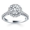 Image 1 : 14K White Gold Cathedral Engagement Ring with Micro Prong Diamond Halo