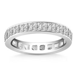 14K White Gold Eternity Ring with Channel Set Princess Cut Diamonds