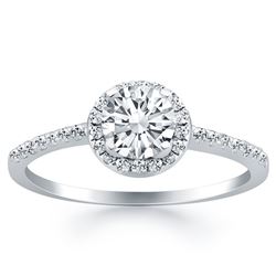 14K White Gold Diamond Halo Collar Engagement Ring