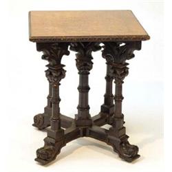 19th Centuary German oak parquetry table on four carved turned supports…