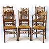 Image 1 : Set of six Arts & Crafts oak chairs with rush seats (to include two carvers)…