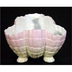 Royal Worcester pink and white porcelain shell design three footed vase, marks to base, 8cm high…