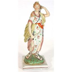 Large early 19th century Staffordshire pearlware figure of 'Diana, The Huntress', numbered 27 to …