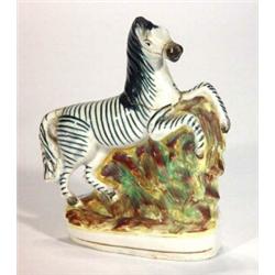 Victorian Staffordshire zebra, 16cm high…