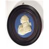 Image 1 : Oval Wedgwood deep blue and white Jasperware medallion portrait plaque of a gentleman, impressed …