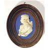 Image 1 : Oval Wedgwood deep blue and white Jasperware medallion portrait of George III, impressed Wedgwood…