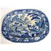 Image 1 : Early Victorian blue and white transfer printed rectangular pottery plate, decorated with a sheph…